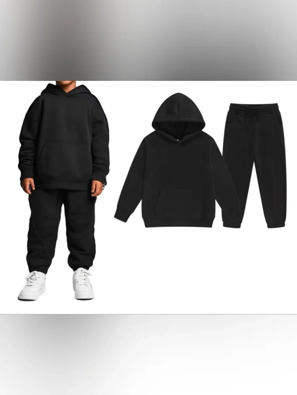 New Kids Black Hooded Sweatshirt & Jogger Set - Casual Cozy Bottoms